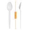 100 Pack Reusable White Plastic Teaspoons/Dessert Spoons - Dishwasher and Microwave Safe