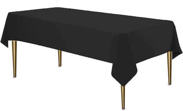 Premium Plastic Black Tablecloth Disposable Plastic Table Cover for Rectangle Tables 54" x 108"