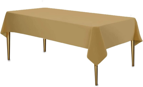 Premium Plastic Gold Tablecloth Disposable Plastic Table Cover for Rectangle Tables 54" x 108"