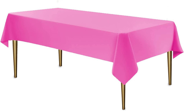 Premium Plastic Pink Tablecloth Disposable Plastic Table Cover for Rectangle Tables 54" x 108"
