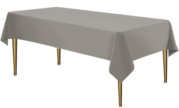Premium Plastic Silver Tablecloth Disposable Plastic Table Cover for Rectangle Tables 54" x 108"