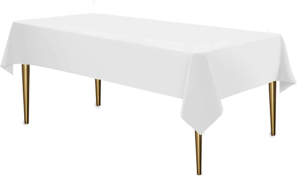Premium Plastic White Tablecloth Disposable Plastic Table Cover for Rectangle Tables 54" x 108"