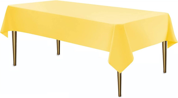 Premium Plastic Yellow Tablecloth Disposable Plastic Table Cover for Rectangle Tables 54" x 108"