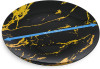 10 Pack Hard Plastic 10" Plates - Marble Look Black and Gold