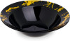 10 Pack Hard Plastic 10oz Soup/Party Bowls - Marble Look Black and Gold