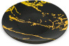 10 Pack Hard Plastic 6" Dessert Plates - Marble Look Black and Gold