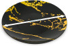 10 Pack Hard Plastic 6" Dessert Plates - Marble Look Black and Gold