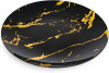 10 Pack Hard Plastic 8" Plates - Marble Look Black and Gold