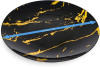 10 Pack Hard Plastic 8" Plates - Marble Look Black and Gold