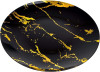 10 Pack Hard Plastic 9" Plates - Marble Look Black and Gold