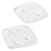 10 Pack White and Silver Marble-Look Square 7.5" Dinner Plates