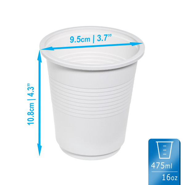 100 Pack Eco-Friendly 16oz (473ml) Wide Cornstarch Cups - Disposable & Compostable and Versatile