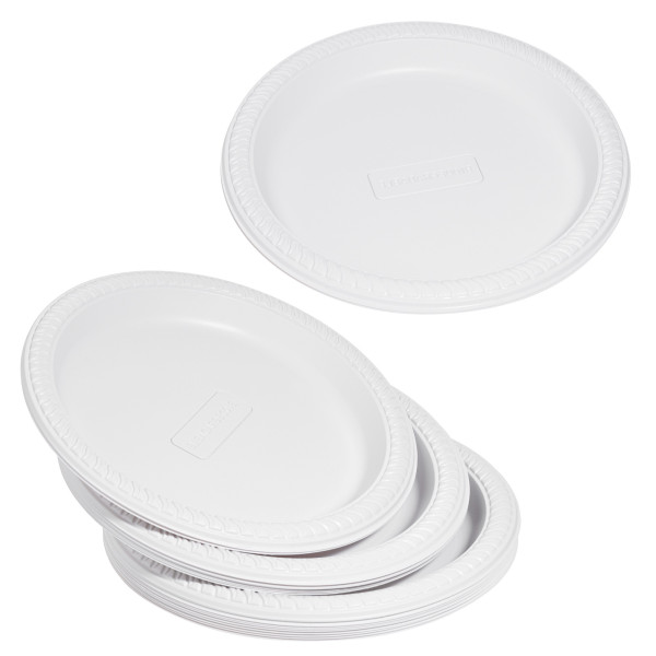 100 Pack Sturdy and Eco-Friendly 8" White Disposable Cornstarch Plates - Compostable and Microwave Safe