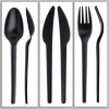 150pcs Cutlery Set Black Biodegradable CPLA Spoons Forks & Knives