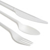 150pcs Cutlery Set White Biodegradable CPLA Spoons Forks & Knives