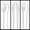 150pcs Cutlery Set White Biodegradable CPLA Spoons Forks & Knives