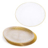 20 Pack 10" Clear Plastic Plates Hammered Designed with Gold Glitter & Gold Rim