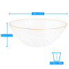 20 Pack 16oz Clear Plastic Bowls Hammered Designed with Gold Rim