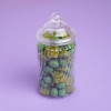 450ml Clear Round Plastic Sweet Jars with Victorian Style Lids