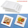 50 Pack 10" Square Bagasse White Disposable Plates/Trays