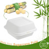 50 Pack 6" x 6" Burger Clamshell Hinged Bagasse Containers