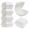 50 Pack 6" x 6" Burger Clamshell Hinged Bagasse Containers