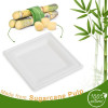 50 Pack 8" Square Bagasse Disposable White Plates