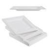 50 Pack 8" Square Bagasse Disposable White Plates