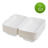 50 Pack 9x6" Food Storage/Takeaway Hinged Clamshell Containers