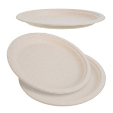 50 Pack Natural Colored Biodegradable Bagasse 10 inch Disposable Dinner Plates