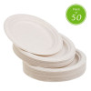 50 Pack Natural Colored Biodegradable Bagasse 7 inch Disposable Dinner Plates
