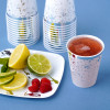 50 Pack Premium Lightweight Hard Plastic Party Cup - White with Silver Rim and Dots - 8oz