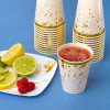 50 Pack Premium Lightweight Hard Plastic Party Cup -  Cream Ivory with Gold Rim and Dots - 8oz