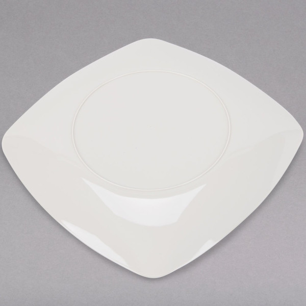 10 Pack 10" Square Plastic Ivory Dinner Plates