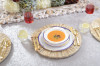 10 Pack 10.25" China-Look Round Hard Plastic Dinner Plates - White/Gold/Cobalt Blue