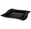 10 Pack 10.75" Square Wavy Black Large Plastic Dinner Plates