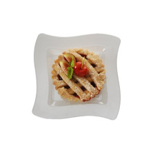 10 Pack 6.5" Square Wavy Ivory Plastic Dessert Plates