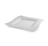 10 Pack 6.5" Square Wavy White Small Plastic Dessert Plates