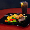 10 Pack 8" Square Wavy Black Plastic Appetizer Plates