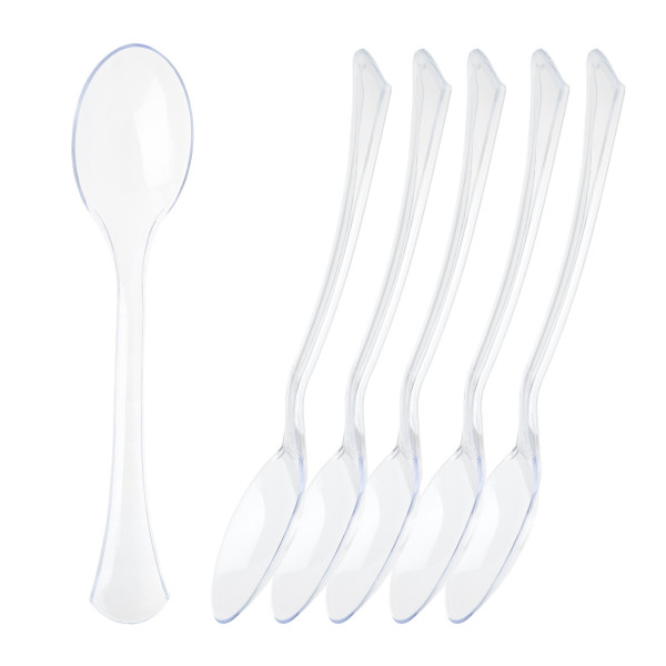 10 Pack 8.5" Clear Plastic Serving Spoons