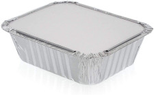 10 Pack Portion Size Aluminium Foil Container Trays with Lids