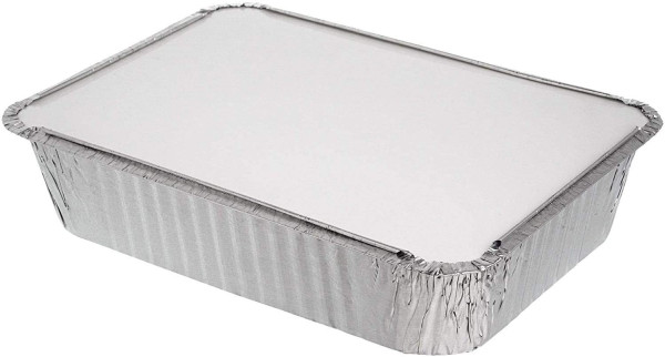 10 Pack Rectangular 2 Litre Aluminium Foil Container Trays with Lids