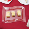 10 Pack Rectangular 5.5" x 7.5" Wavy Designed Plastic Clear Dessert Plates