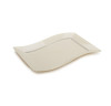 10 Pack Rectangular 7.5" x 12" Wavy Designed Plastic Ivory Luncheon Plates