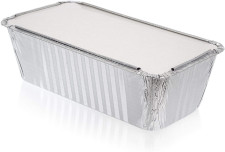 10 Pack Rectangular Medium Loaf Aluminium Foil Container Trays with Lids