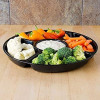 12" Black 5 Sectional Plastic Compartment Platter Tray