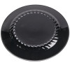 12 Pack 10.25" Round Plastic Dinner Plates - Black with Silver Rim