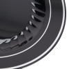 12 Pack 10.25" Round Plastic Dinner Plates - Black with Silver Rim