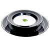 12 Pack 10.25" Round Plastic Dinner Plates - Black with Silver Rim