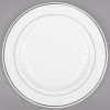 12 Pack 10.25" Round Plastic Dinner Plates - White with Silver Rim